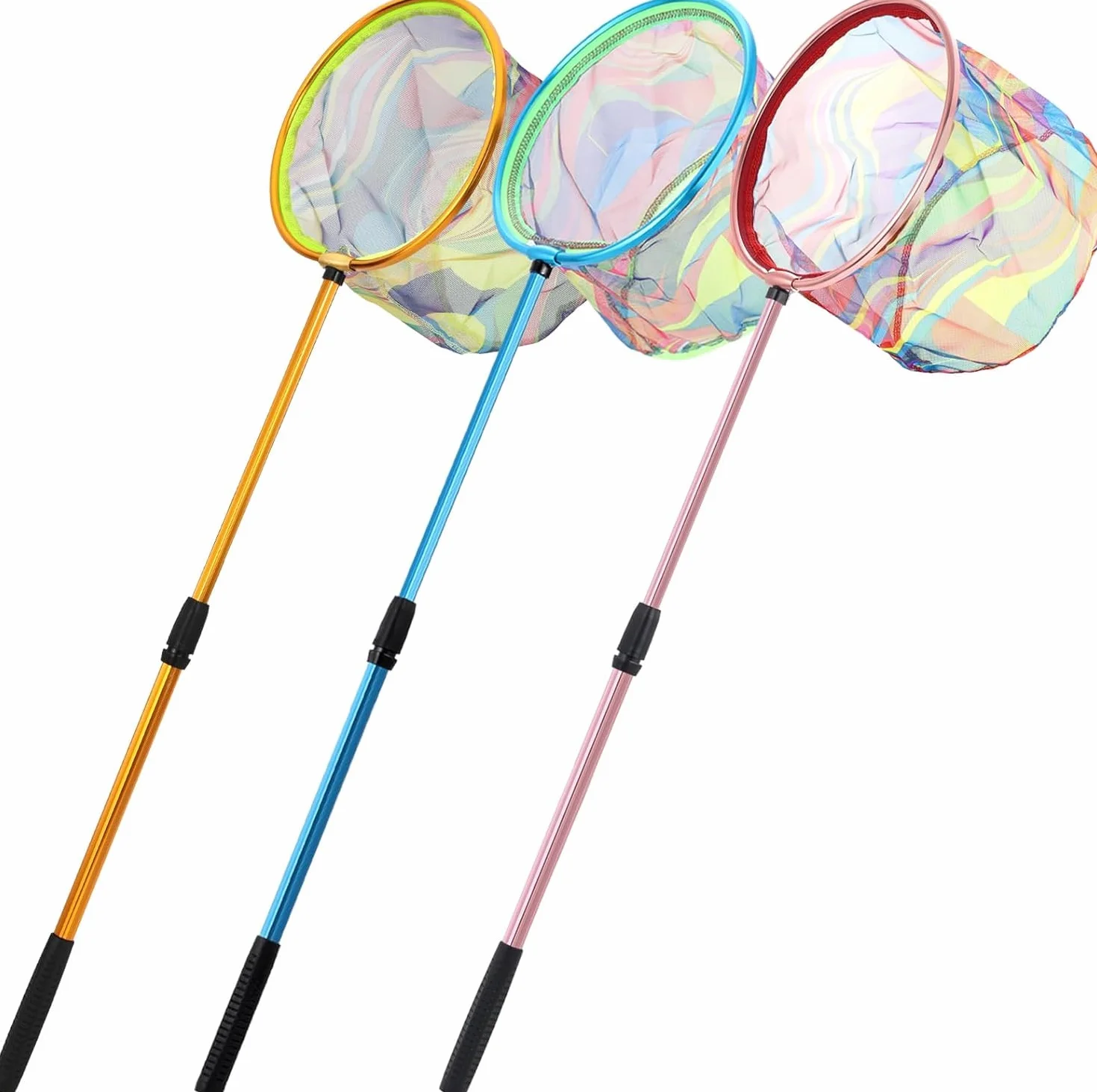 KAHEIGN 3 Piezas Redes de Pesca para Niños, 95CM Red Telescópica Extensible 68-95CM para Mariposas Insectos Peces