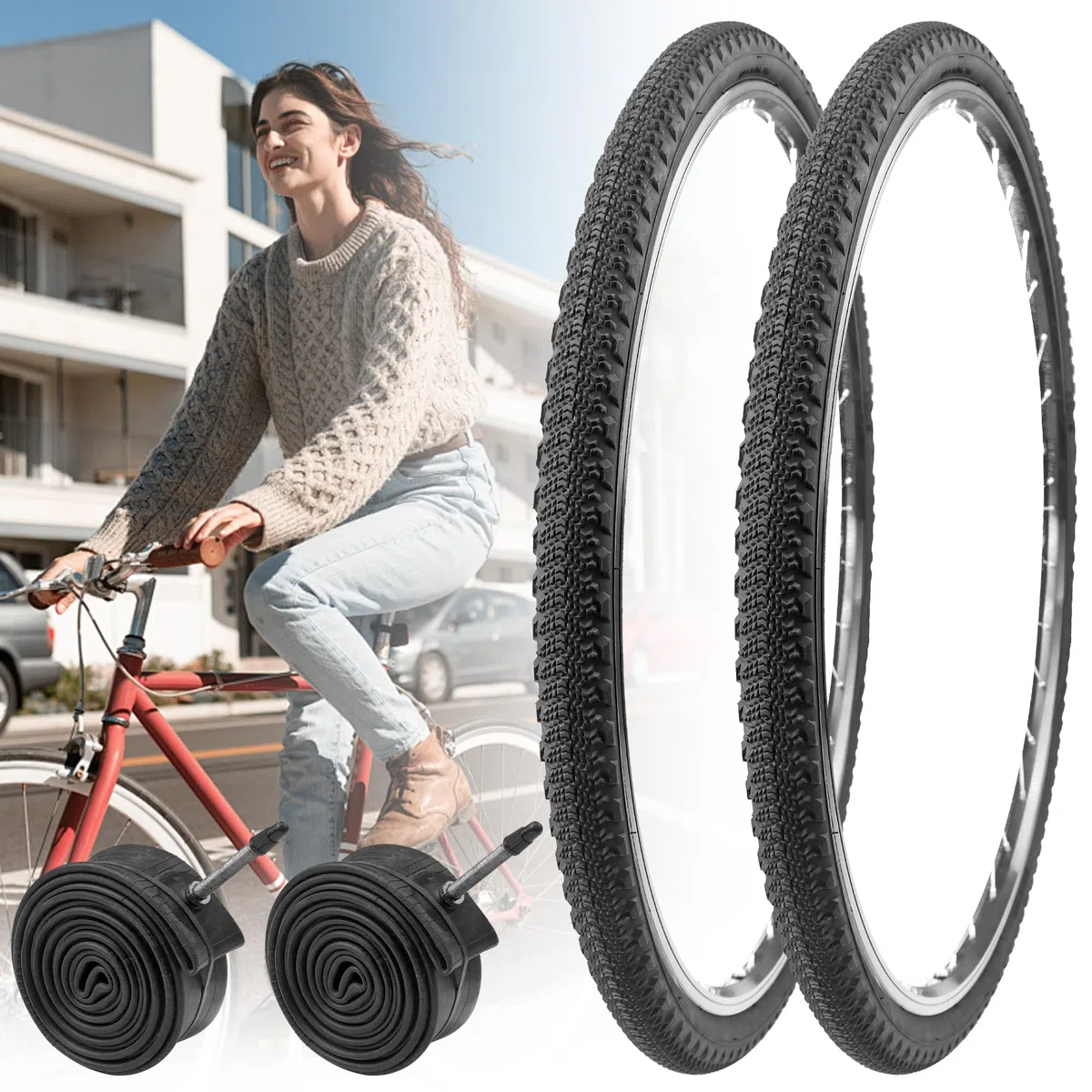 MEGHNA Neumático de repuesto para bicicleta, 700 x 42 c, para bicicleta de carretera