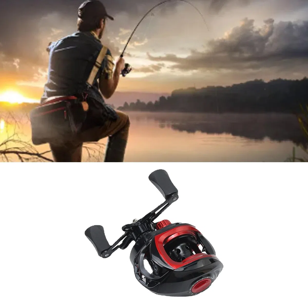Dpofirs Carrete de Pesca Baitcasting, Carrete de Pesca Redondo, Carrete de Pesca con Relación de Engranaje 7.2:1, Fuerza de Frenado de 8 Kg, Carrete de Pesca Baitcaster, Diseño de