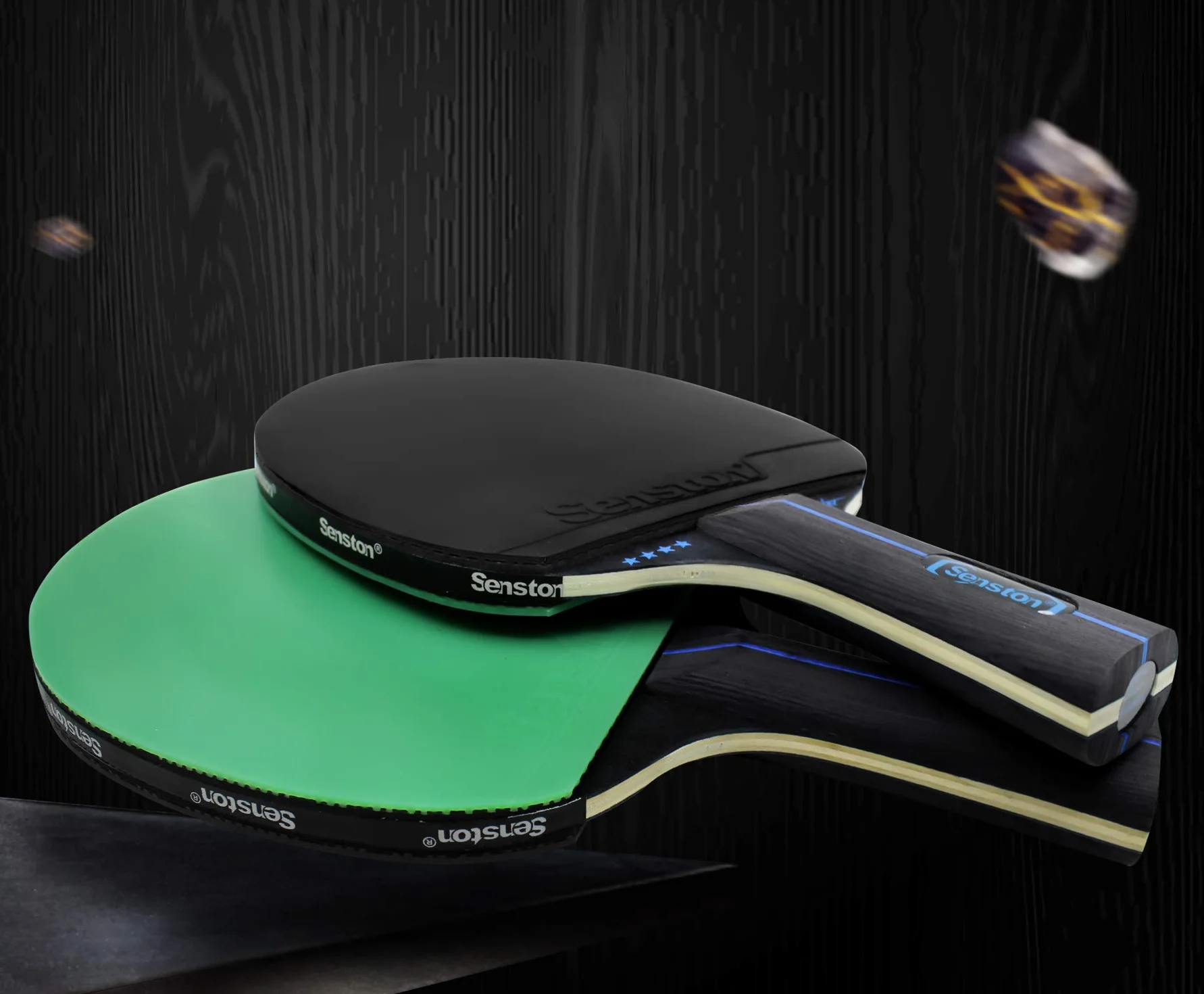 Senston Juego de Raquetas de Tenis de Mesa 3 Pelotas, 2 Palos de Ping Pong Profesionales, Juego de Tenis de Mesa con Bolsa de Transporte