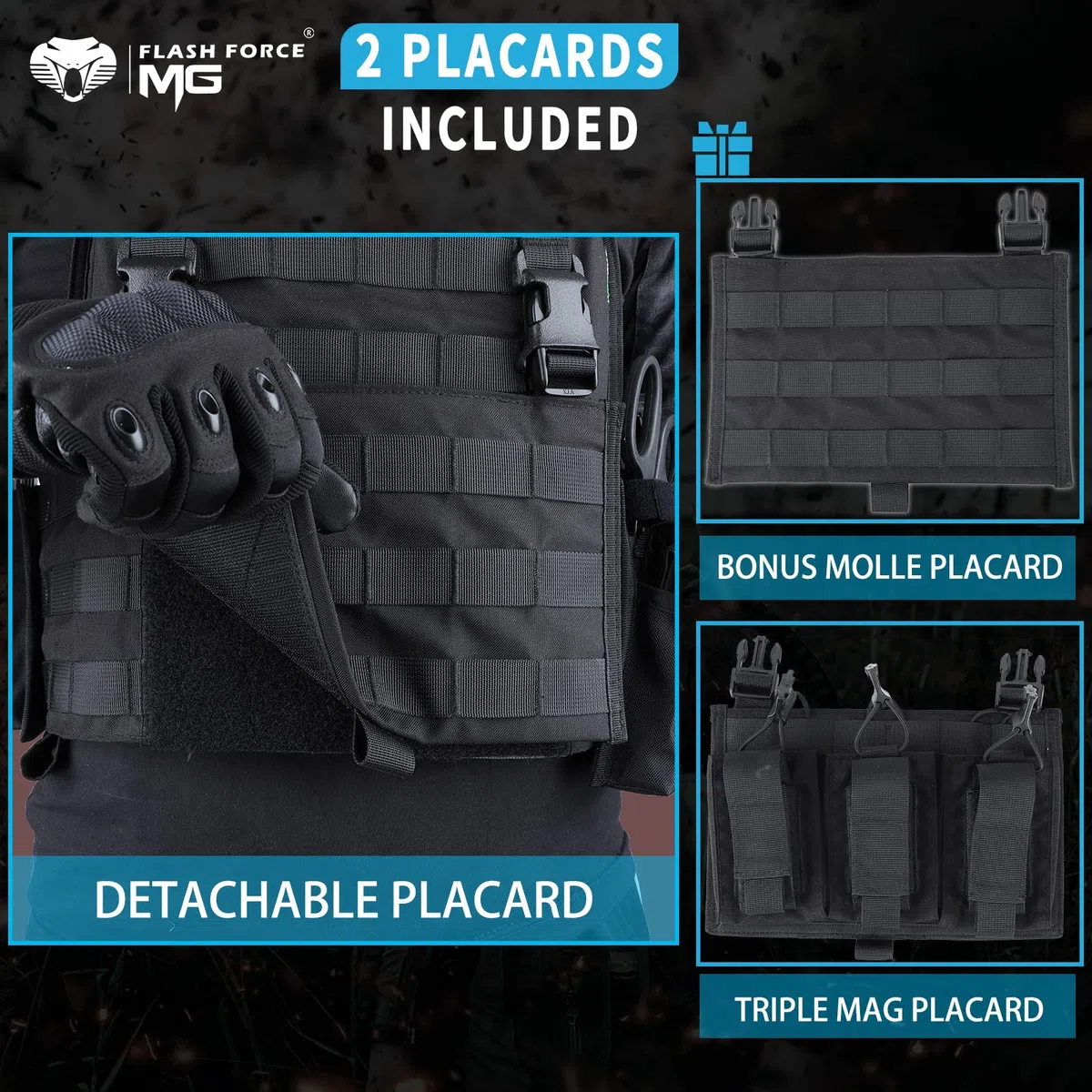 MGFLASHFORCE Chaleco táctico Molle Airsoft para hombre