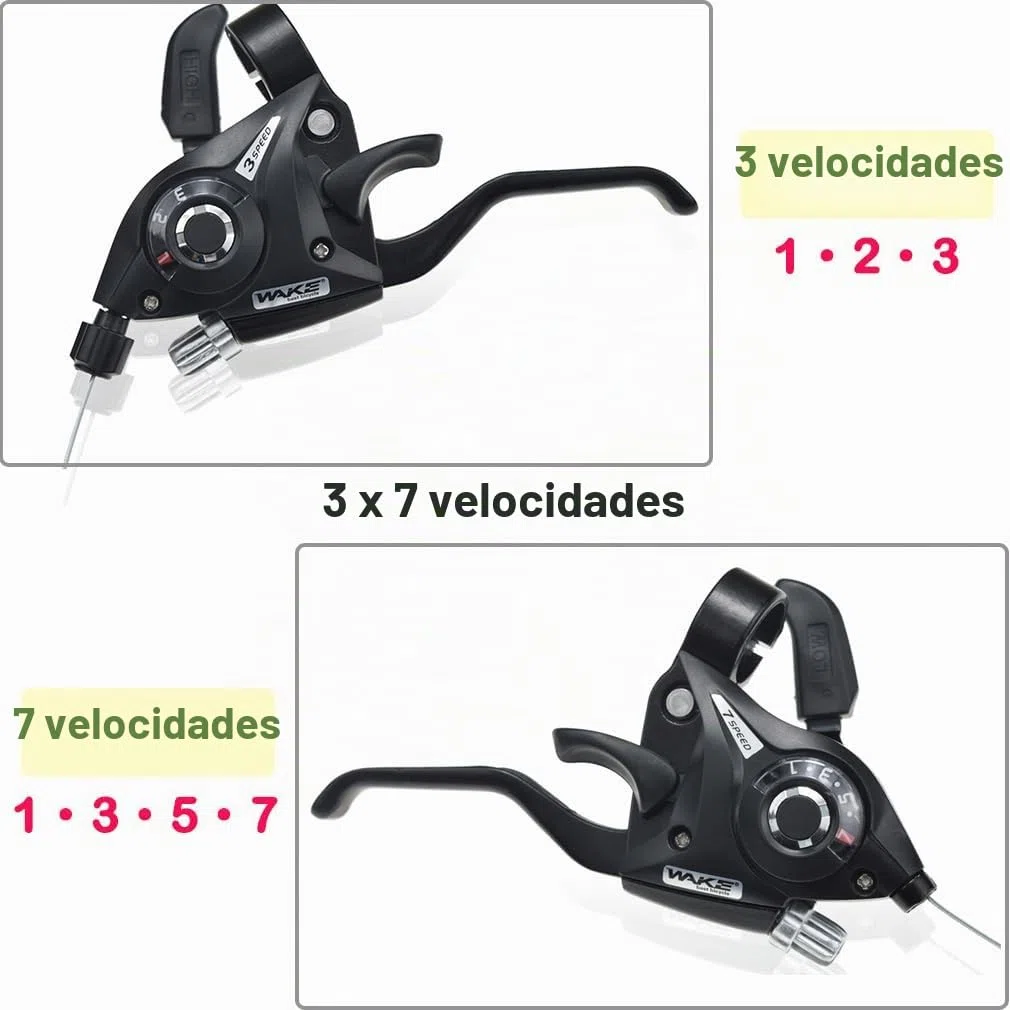 CYSKY Cambio de Bicicleta 3x7/3x8 Velocidad Cambios Frenos Combo, Kits de Palanca de Freno Izquierda Derecha con Indicador de Marcha y Cables de Freno para Bici Montaña, Carretera (3 x 7 Velocidad)