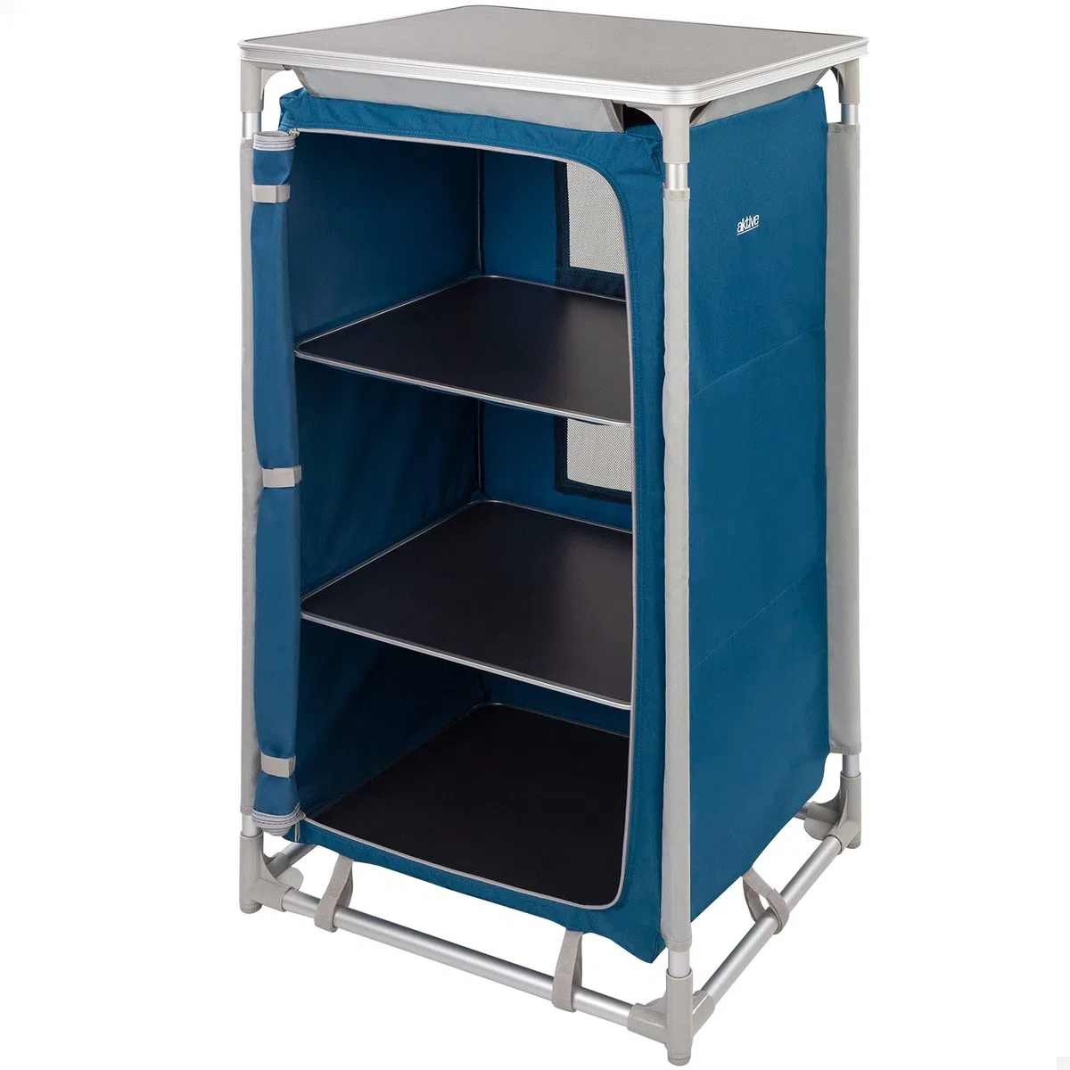 AKTIVE 52853-Mueble plegable cocina, camping, jardín, armario plegable aluminio, armario portátil ligero, 60x49x106 cm, color azul marino
