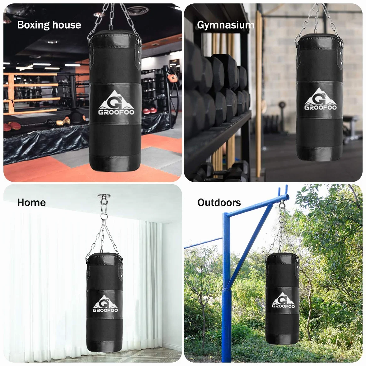 GROOFOO Saco de Boxeo Niños Tarea Pesada Oxford Boxing Bag para Entrenamiento de Boxeo para Niños Bolsa sin llenar con Cadena Montaje para MMA Muay Thai Kick Boxing
