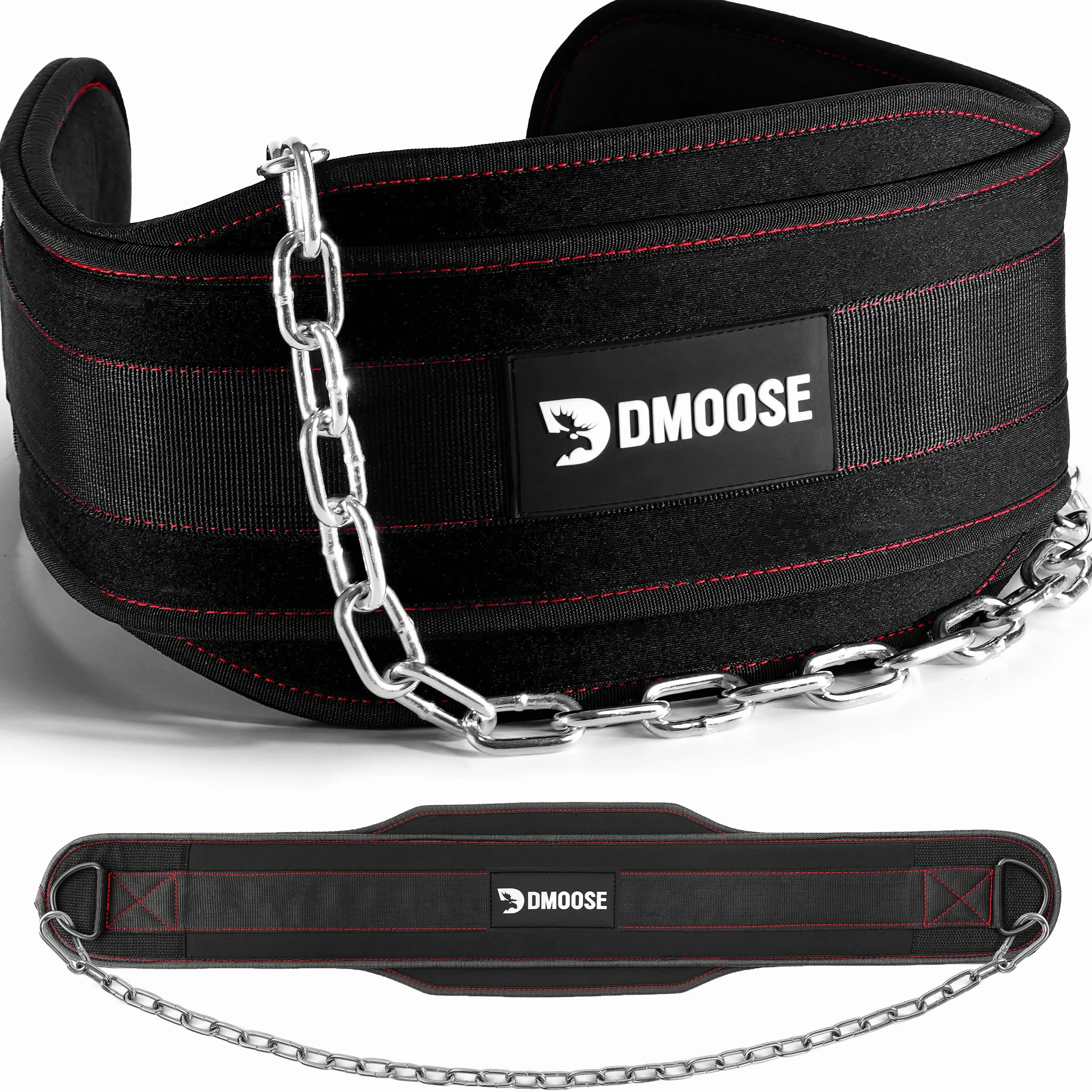 DMoose - Cinturón de inmersión con cadena de 36" de cadena de acero resistente, ajuste cómodo, doble costura, maximiza tus entrenamientos de levantamiento de pesas y culturismo