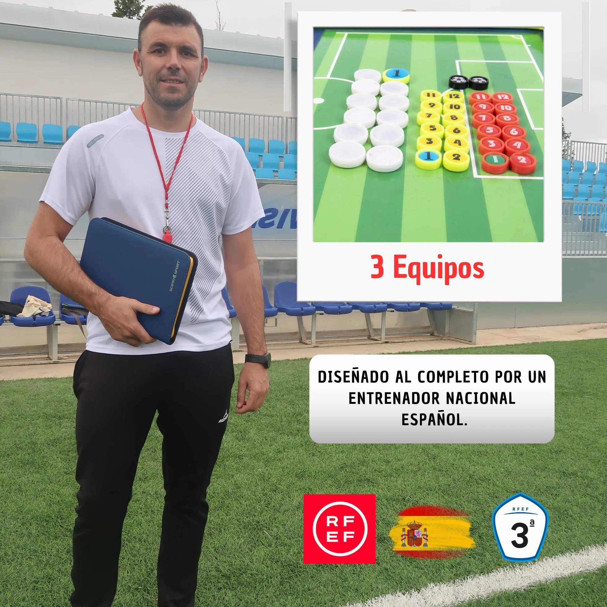 SCIPIO SPORT - Dispone de 3 Equipos, Pizarra Tactica Entrenador Futbol, Carpeta Tactica Entrenamiento, Regalo Entrenadores Futbol, Pizarra Magnetica Entrenador, Pizarra Futbol y Futbol 7