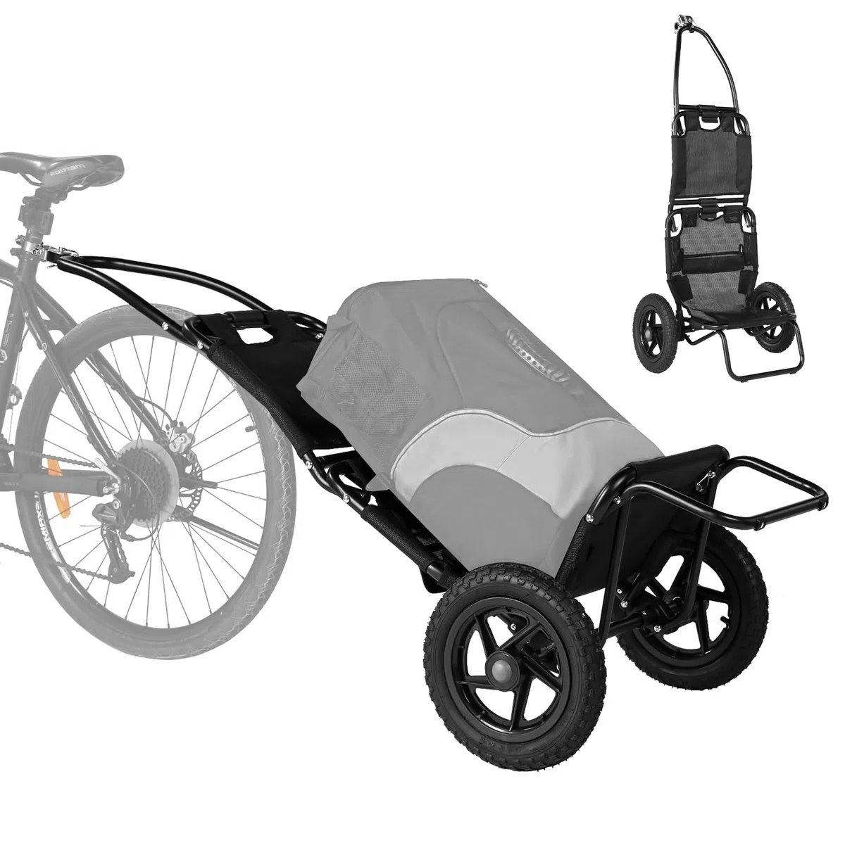 SEPNINE Remolque de Bicicleta, Carro de Mano, Remolque de Carga de Bicicleta, Marco de Acero de aleación, fácilmente Plegable con neumáticos neumáticos neumáticos de 30 cm, Peso de Carga 20 kg