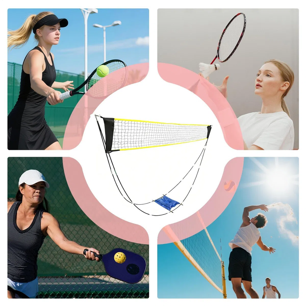 Red de voleibol | Equipo ligero plegable | Red de tenis de bádminton plegable para entrenamiento deportivo | para práctica en el patio trasero, camping, playa, parque, cancha, gimnasio