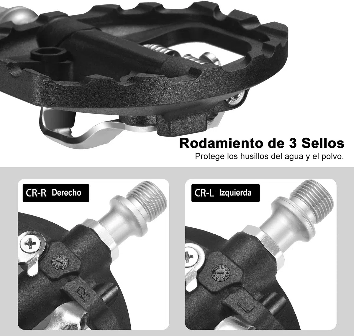 Pedales Mixtos MTB compatibles con Shimano SPD automáticos - Pedales Bicicleta con Calas, 3 Rodamientos Sellados, Ligera Aleación de Aluminio, para Montaña Carretera BMX, Eje 9/16"