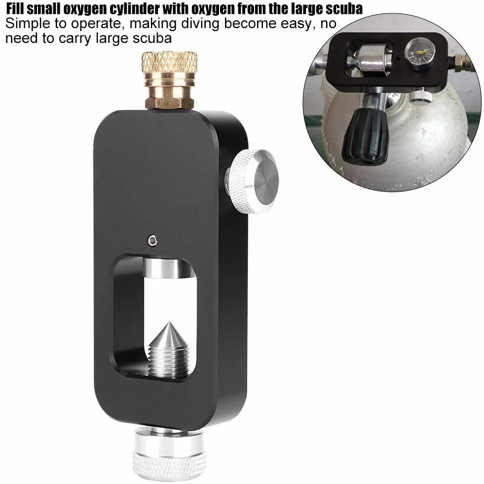 Adaptador de Recambio para Tanques de Oxígeno de Buceo, Válvula de Cilindro Submarino Profesional en Aluminio Ligero y Resistente (Portátil)