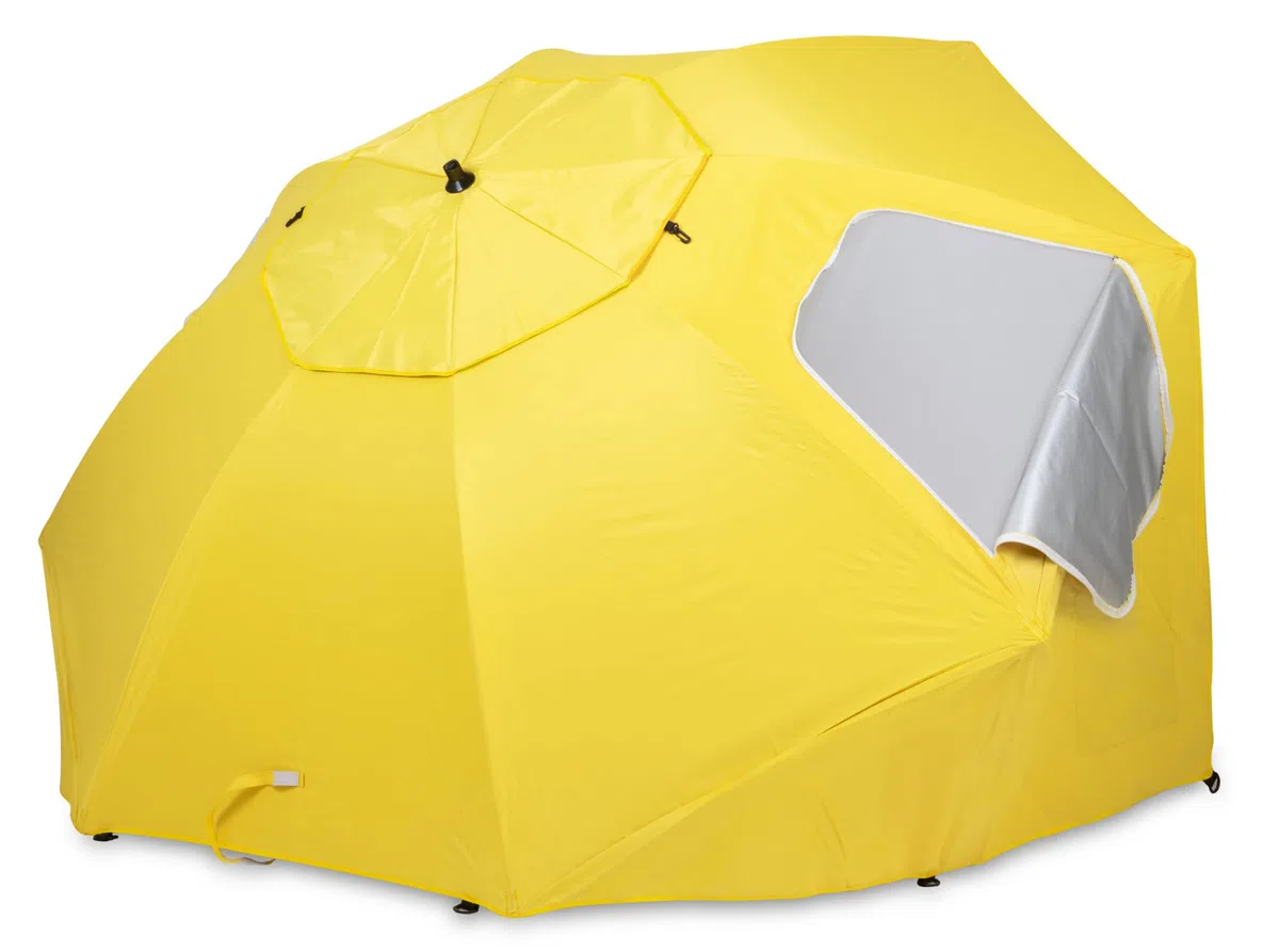 Stagecaptain UM-210 Shady Sombrilla y Refugio de Playa - Estaca para Montaje como sombrilla - Tela Repelente al Agua con Capa de protección UV - Ventana de Malla para Mejor circulación de Aire