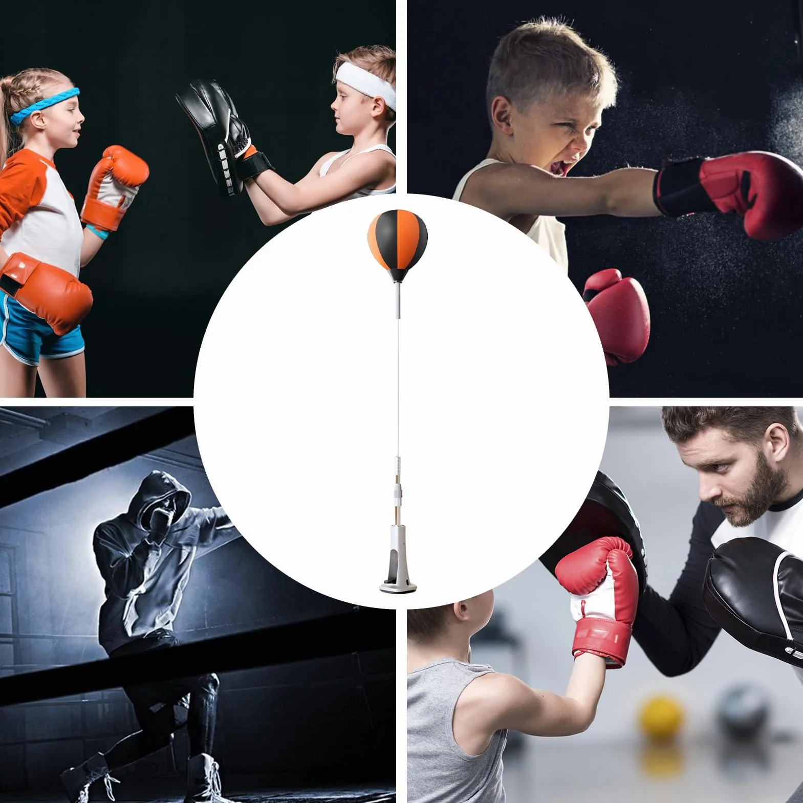 Saco de boxeo de pie para adultos ajustable, kit de entrenamiento de coordinación ojo-mano