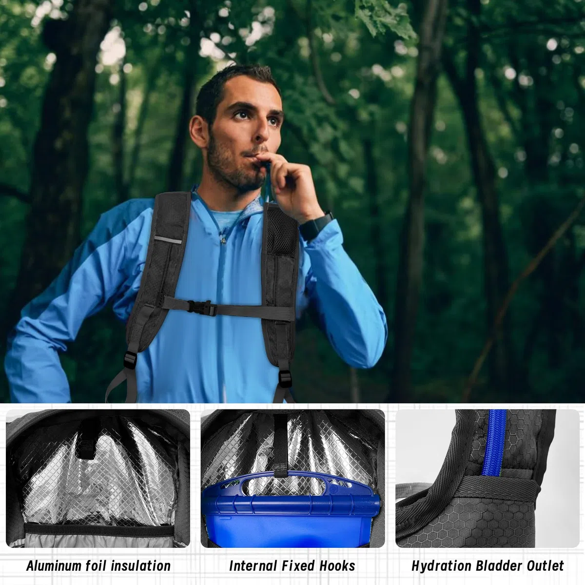 EULANT Pequeña Mochila para Bicicleta,12L Mochila de Hidratación Impermeable,Reflectoras Mochila de Ciclismo para MTB Senderismo Correr Natación Playa, con Capa de Aislamiento & red de pelota