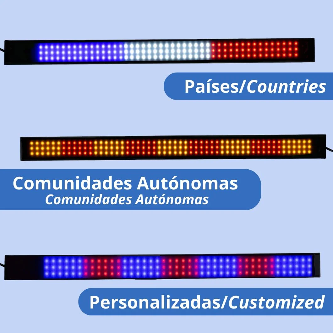 Bandera LED DE Blanco + ESPAÑA -12-24V