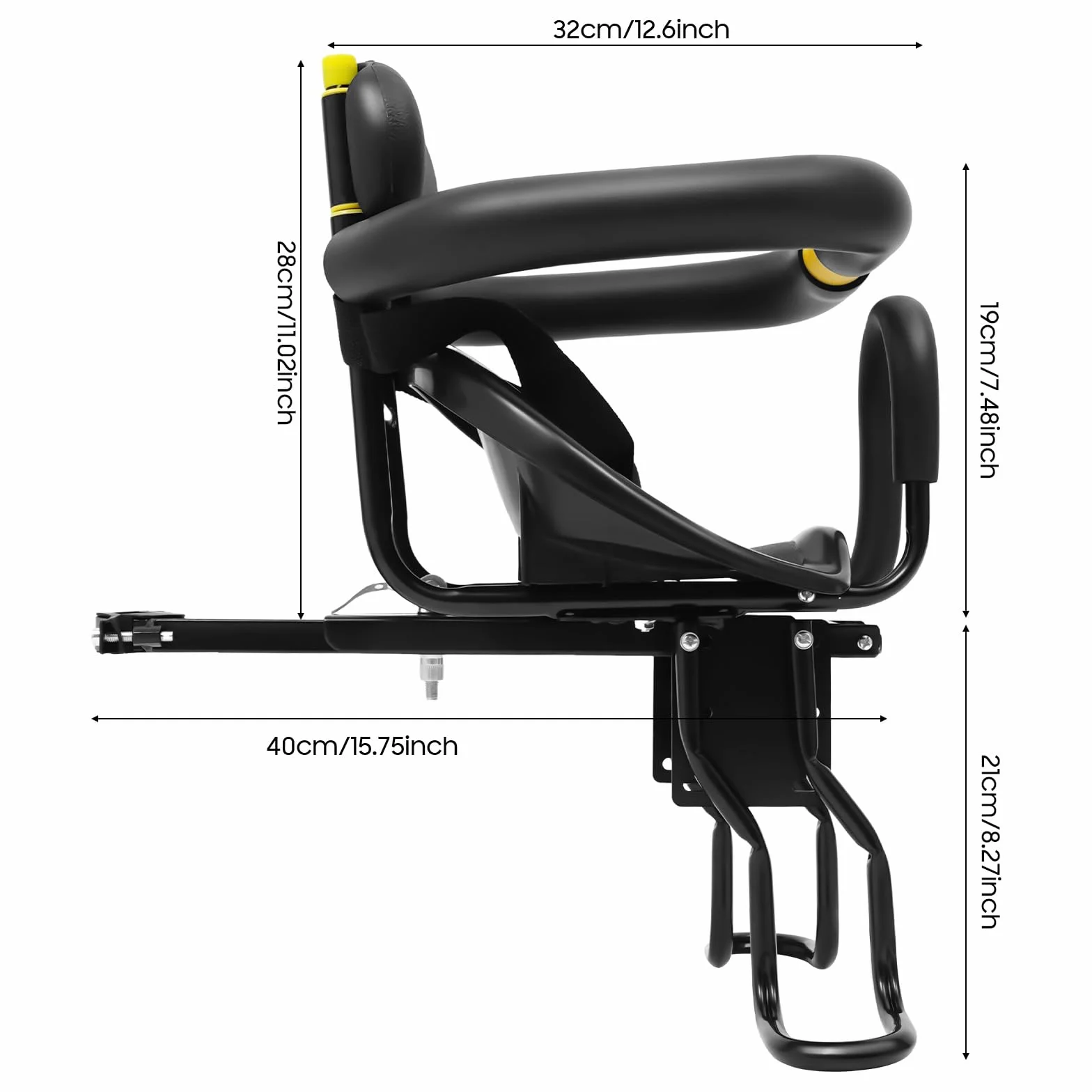 Asiento de seguridad infantil para bicicleta de 35 kg, asiento delantero para niños, asiento de seguridad infantil con cinturón de seguridad, para bicicletas de montaña o de carretera, soporte