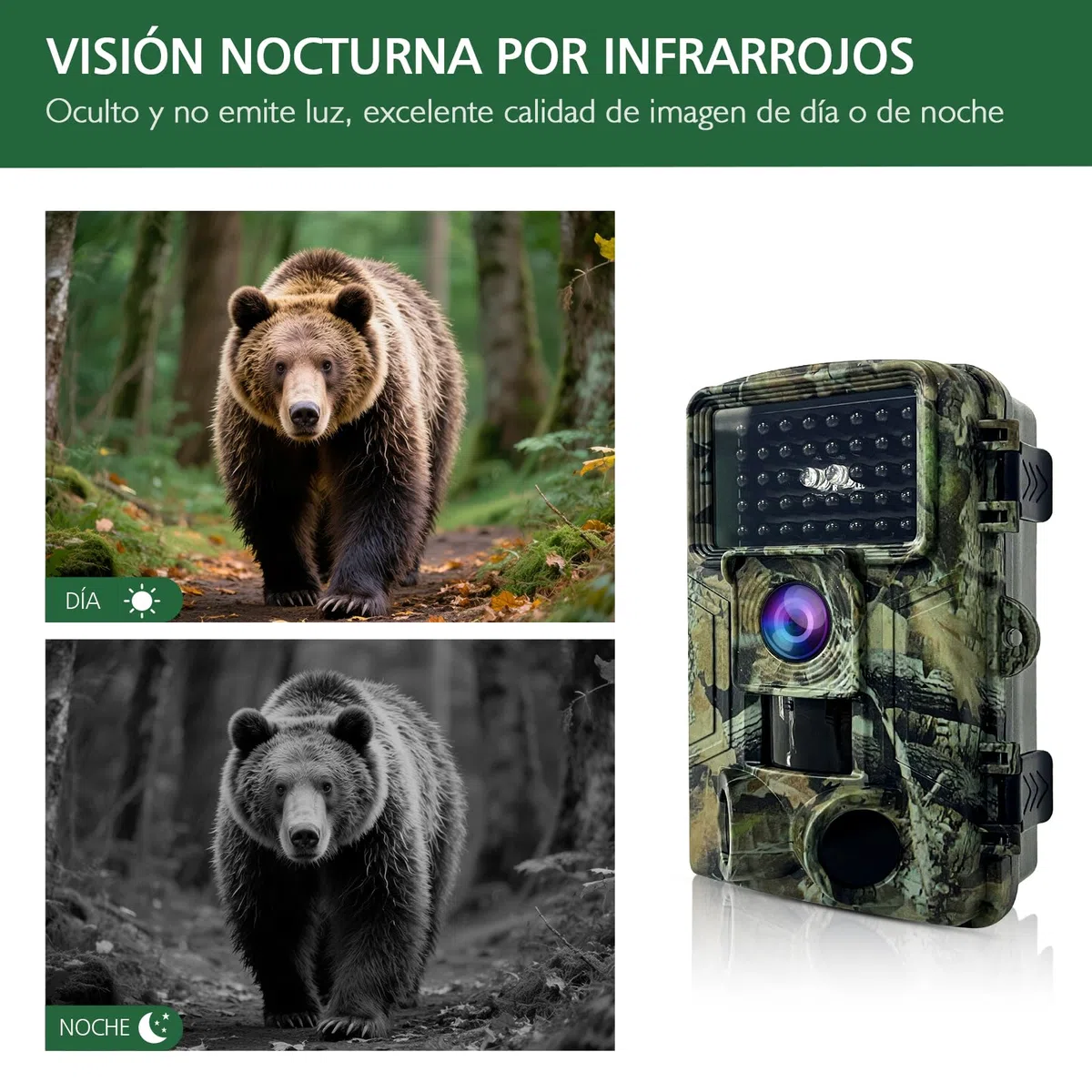 HAZA Camara Caza 58MP 2.7K HD Camara Fototrampeo con Micro SD 32GB Cámaras de Caza Visión Nocturnal Impermeable IP66 Cámara de Outdoor Patio Trasero Granja Vida Silvestre Monitoreo