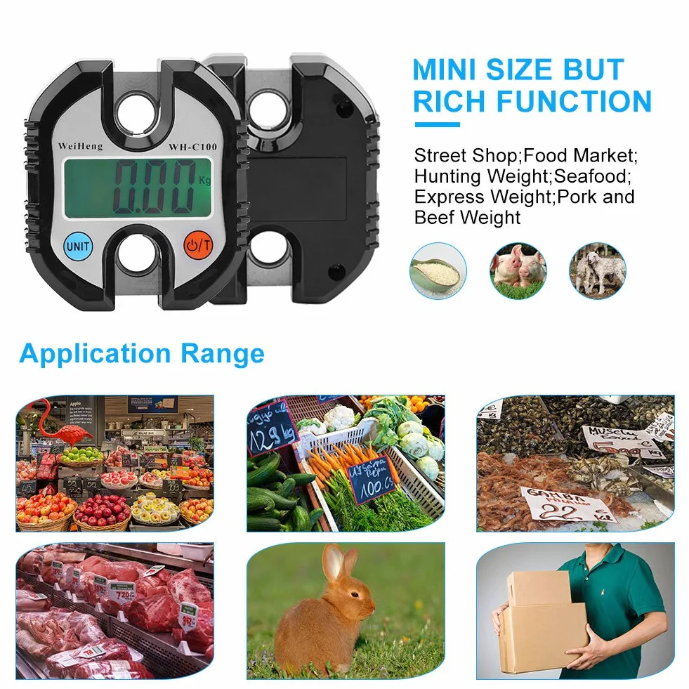 Mini BáScula ElectróNica Digital PortáTil Con Pantalla Lcd De Gancho BáSculas Colgantes ElectróNicas Digitales Ciclo Para La Caza Al Aire Libre Granja Casera