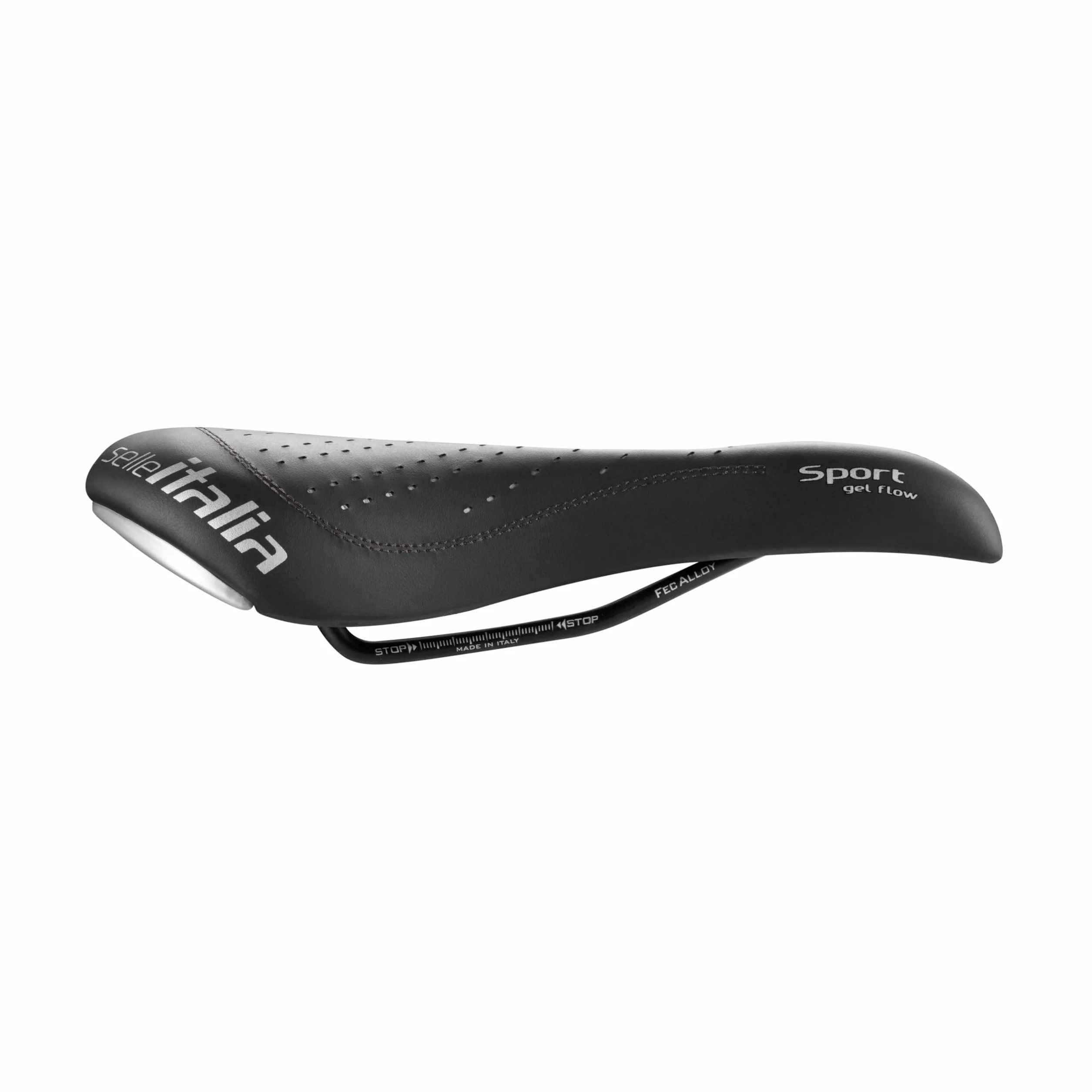 Selle Italia SPORT Gel Flow - Sillín Bicicleta Ciudad y Trekking con Agujero Anatómico y Cuadro Fec Alloy - Talla S2, Negro