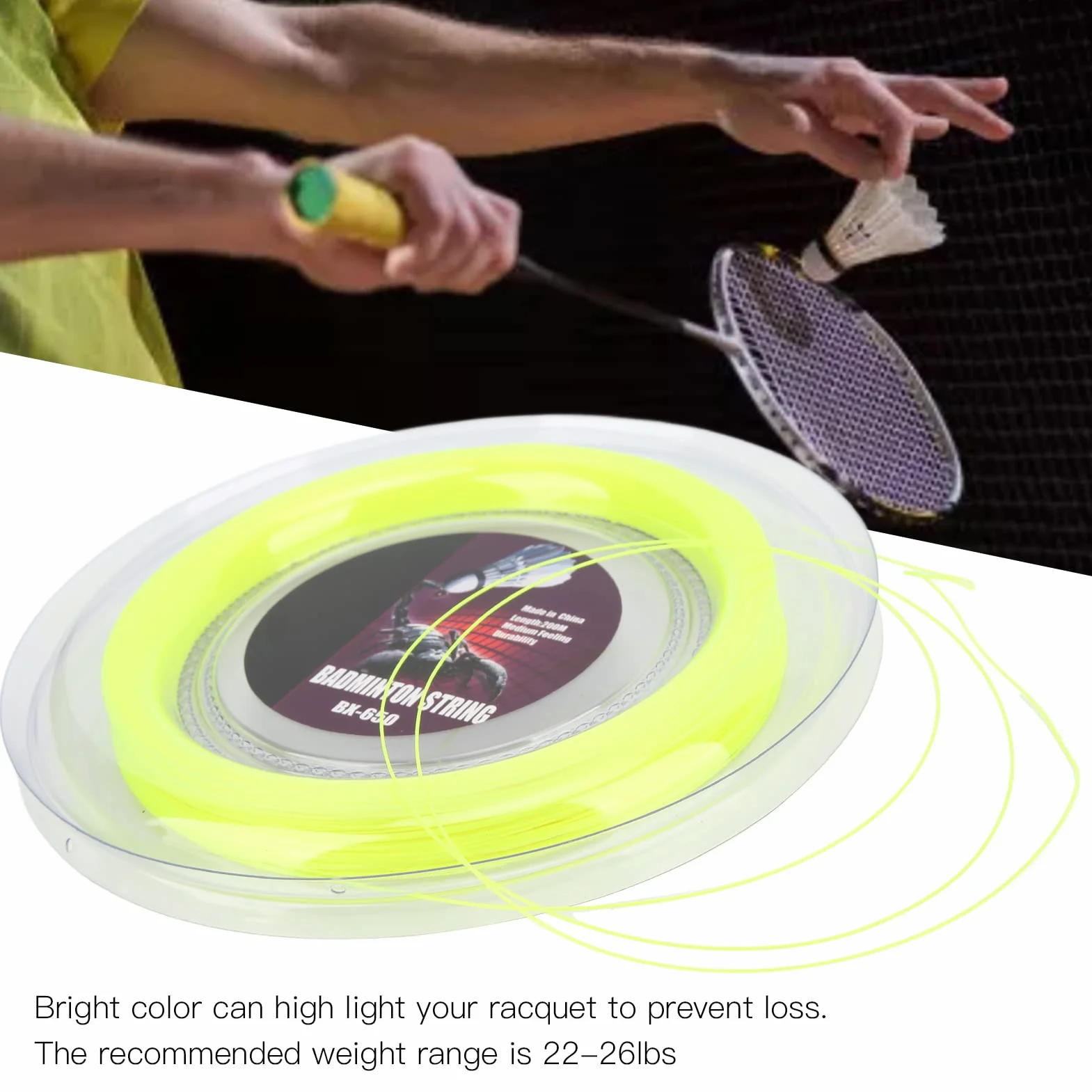 Carrete De Cuerda De Raqueta De Bádminton De 0,72mm Y 200m, Raqueta De Tenis Profesional, Hilo De Hilo De Línea Amarilla, Carrete De Alambre De Raqueta De Repuesto Para Entrenamiento Diario Amateur