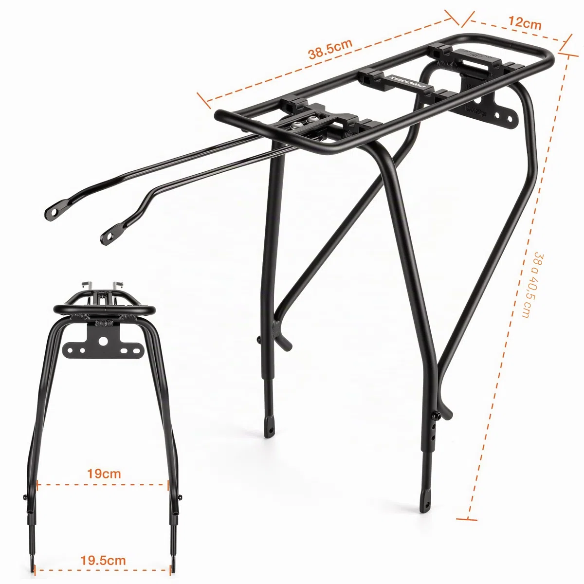 Portaequipajes trasero para bicicleta – Portaequipajes compatible con el sistema MIK, portaequipajes para bicicleta con frenos de disco/sin frenos de disco – Altura ajustable para cuadros de 26"-29"