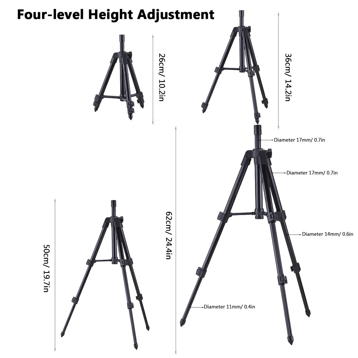 Varadas de Pesca Trípode, Soporte Telescópico Ajustable Triángulo Plegable Triángulo para Todas Las Varillas, de 26 a 62 Cm de