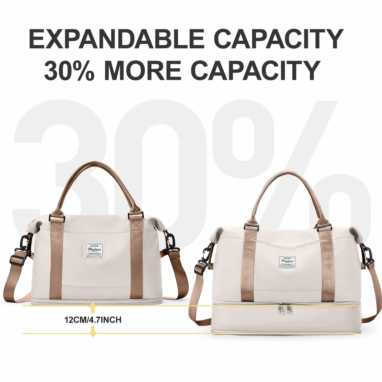 SEAFEW Bolsa de Viaje 40x20x25 Impermeable para Ryanair Equipaje de Mano Mujer Marrón Beige Claro