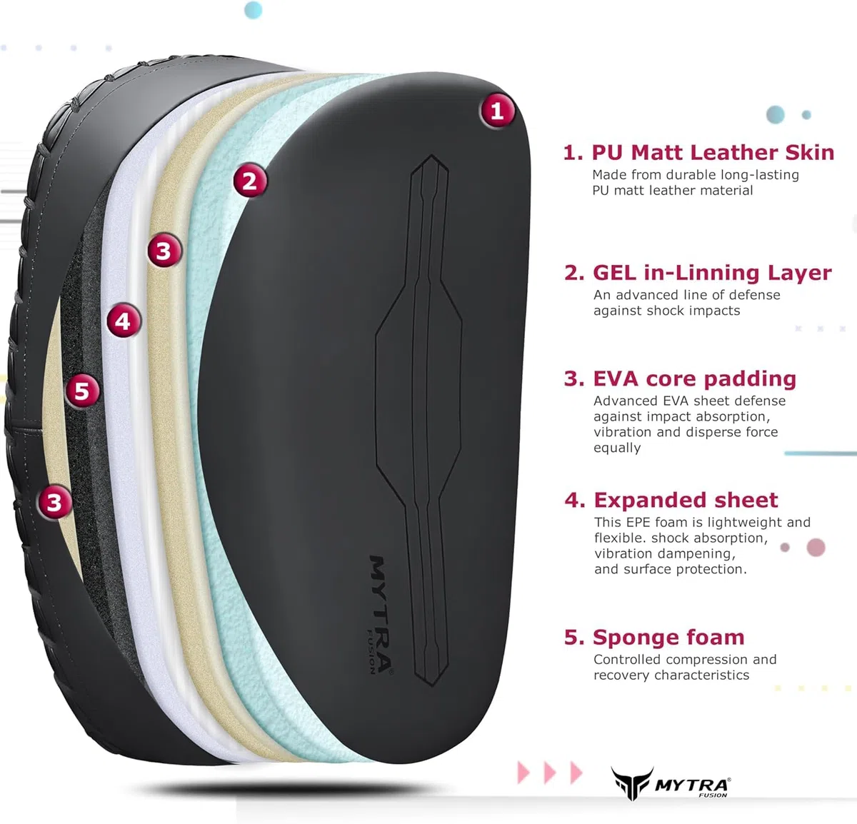 Mytra Fusion paos Muay Thai Curvo pao Muay Thai para Artes Marciales, Kickboxing, Taekwondo, Entrenamiento, paos Patadas Muay Thai Pads X 1 Unidad Individual