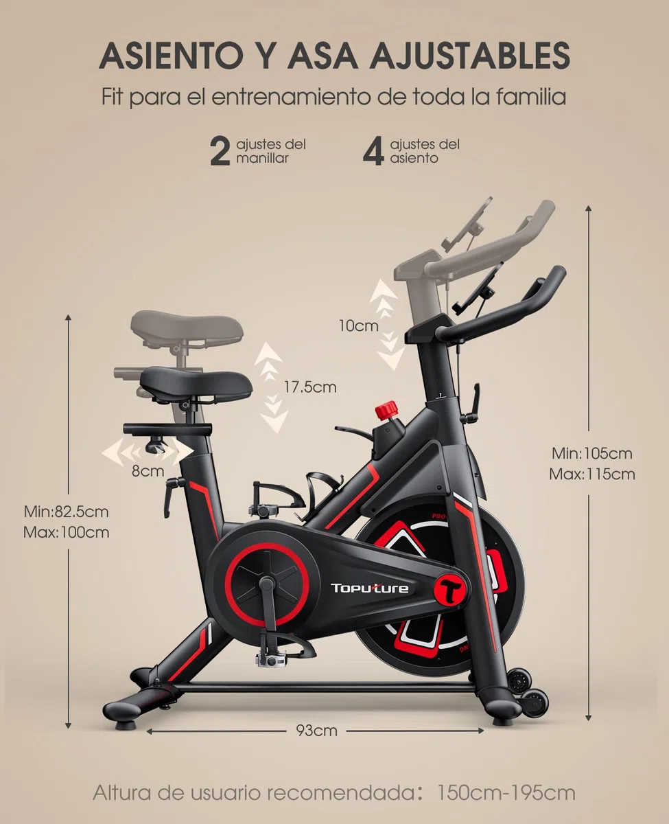 Toputure Bicicleta Estatica Magnética con APP, Bicicleta de Spinning Ultral Silenciosa con Volante 15KG, Asientos Cómodos y LCD Pantallas, Soporte para Tableta, Ejercicio en Casa, MAX150KG