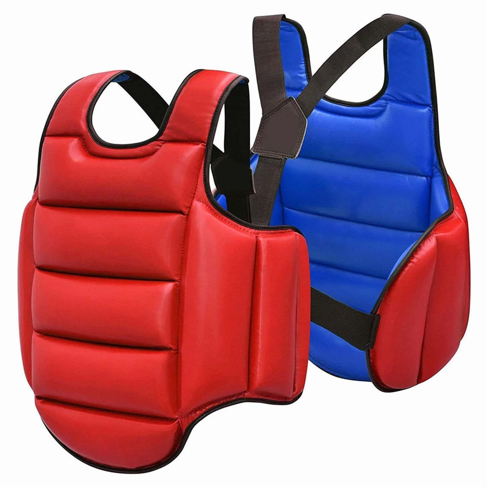 Rockible Protector de Pecho de Karate, Almohadilla de Protección de Escudo Ajustable para Taekwondo MMA, Rojo Azul S