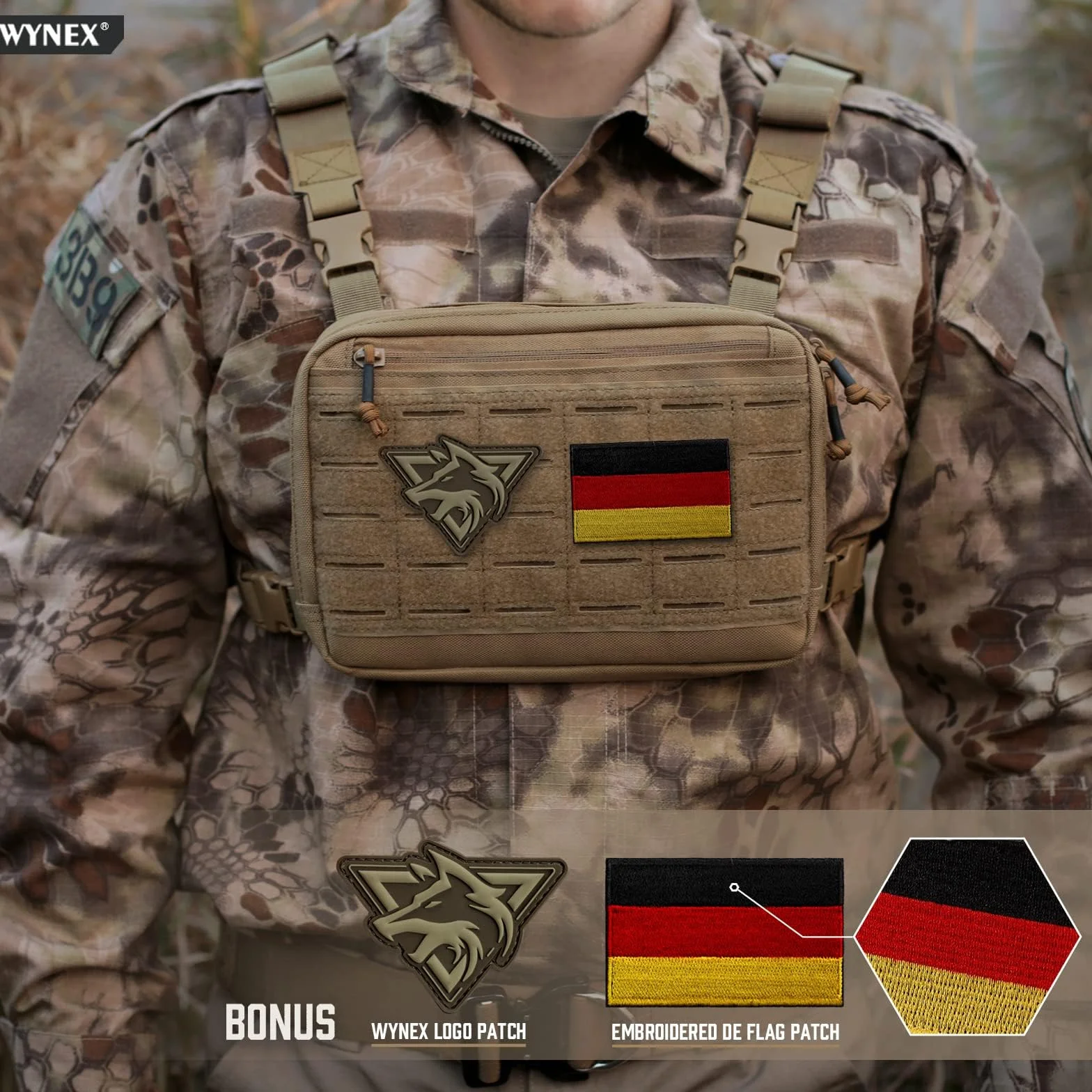 WYNEX Táctica Pecho Rig Corte Láser Molle Pouch Utilidad Recon Kit