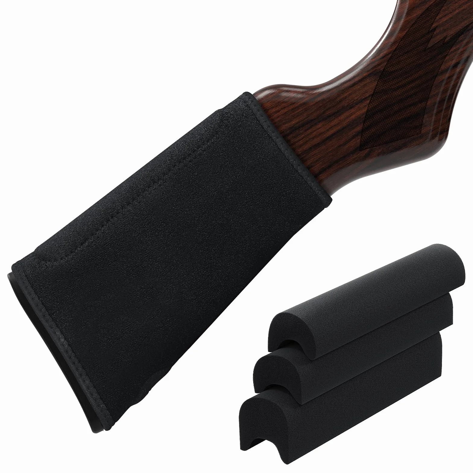 Feyachi Kit Elevador de mejilla para Rifle - Elevador de mejilla Ajustable para Culata de Rifle con 3 Almohadillas de Espuma EVA de Diferentes Alturas