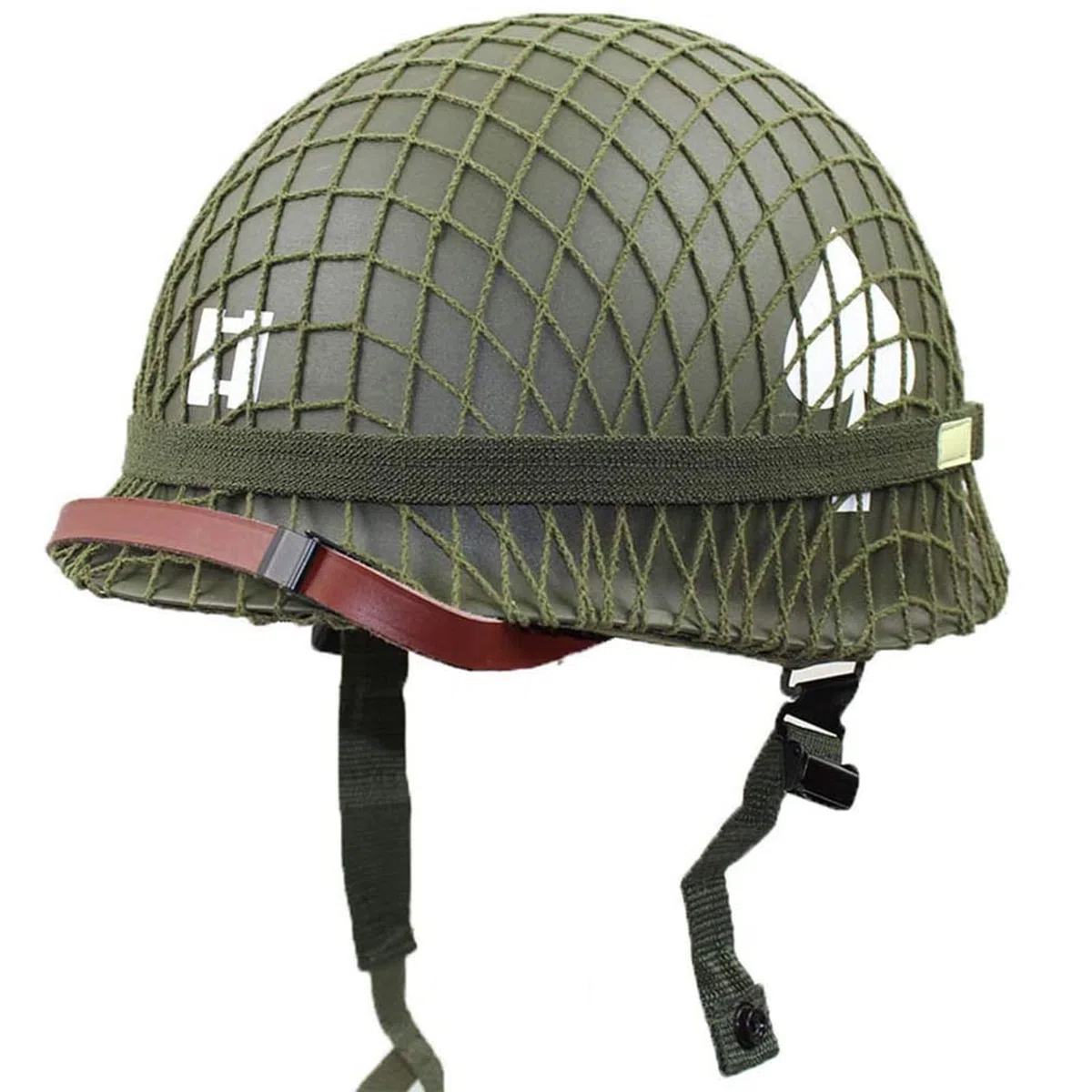 WW2 US Army M1 - Réplica de Casco Verde con Correa de Barbilla, Color Verde
