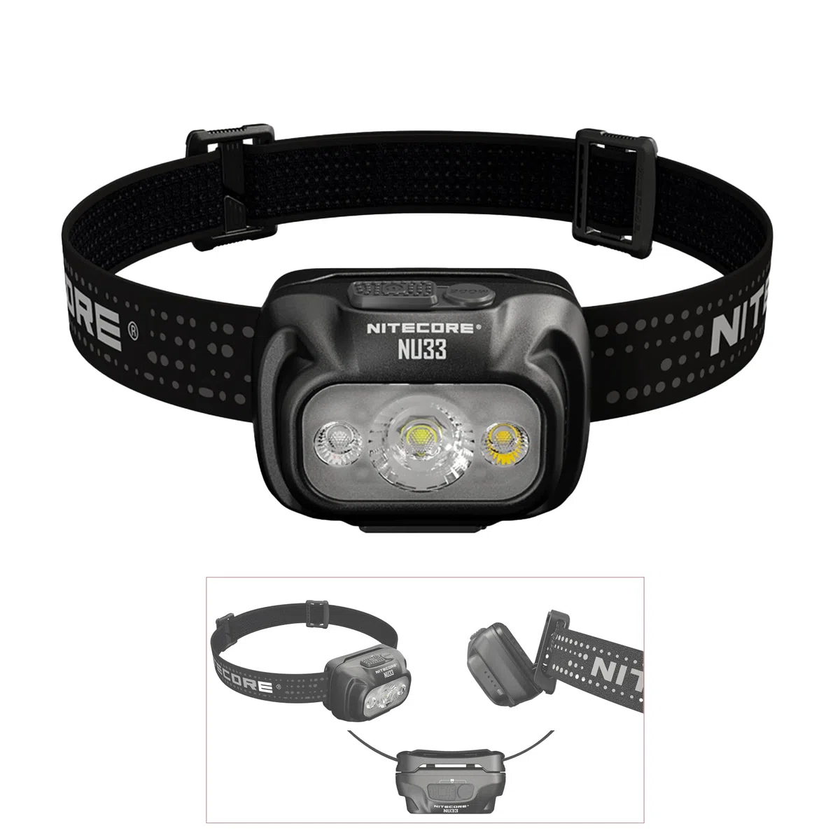 Nitecore NU33 - Linterna frontal de 700 lúmenes, USB C, recargable con luz roja