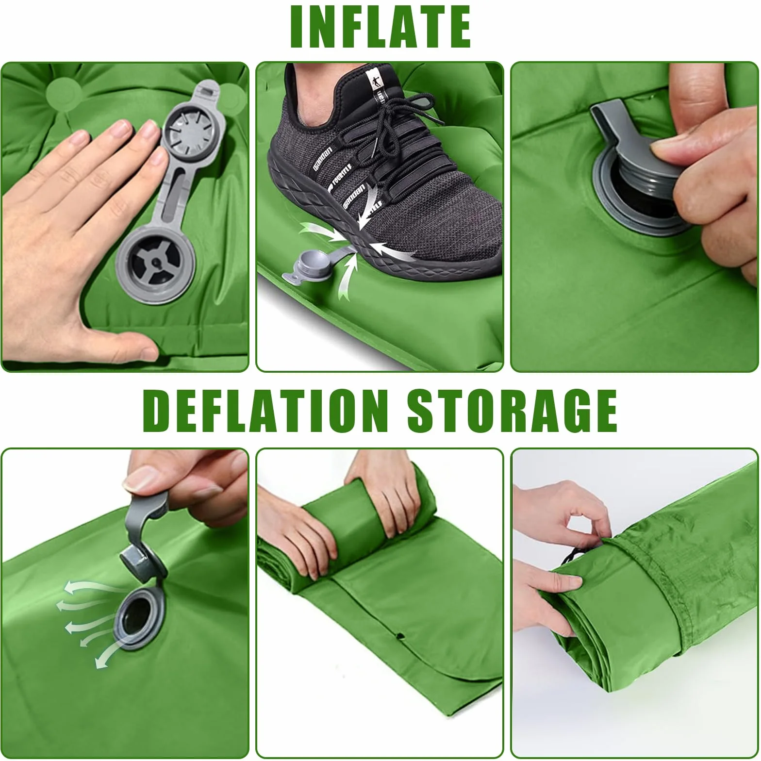 Colchoneta Inflable Doble Impermeable con Bomba de Pie y Almohada para Camping