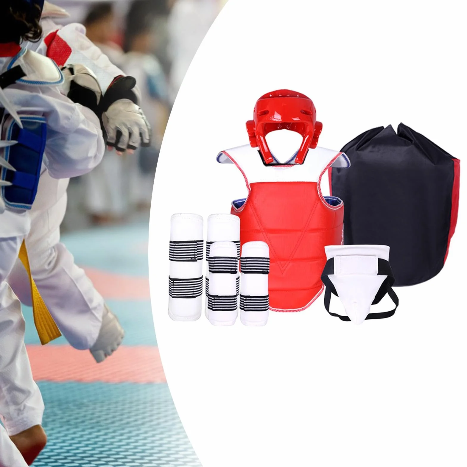 F Fityle Equipo de Protección Taekwondo Protector Cabeza Ingle Pecho Karate