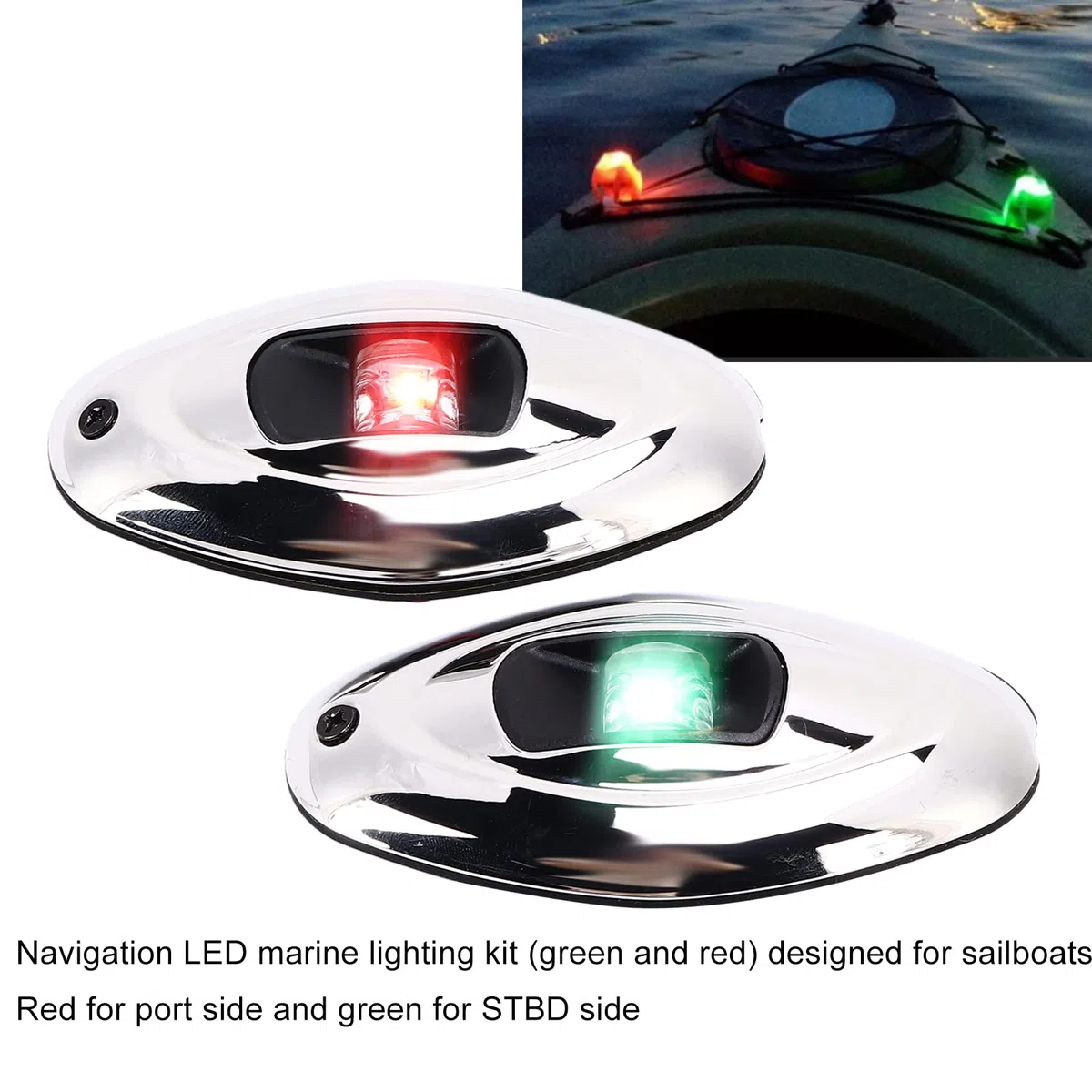 Luz de Navegación para Barco LED Verde Rojo IP66 Impermeable 1 Milla Náutica Visibilidad Vela Señal Proa Lámpara Accesorio Marino para Pontones Yates