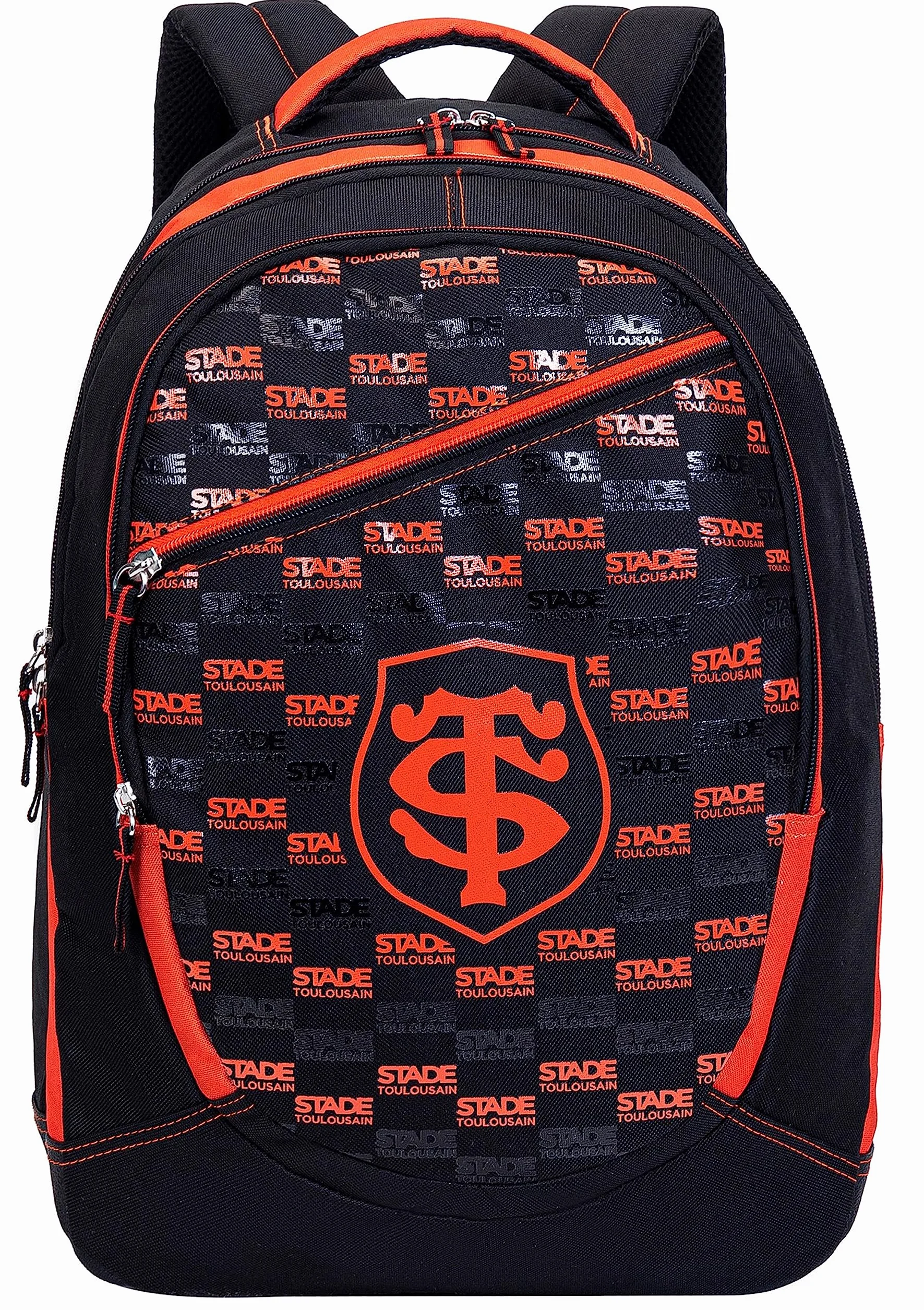 Stade Toulousain - Mochila escolar Toulouse, colección oficial de Rugby, Negro , 32 x 45 x 16 cm