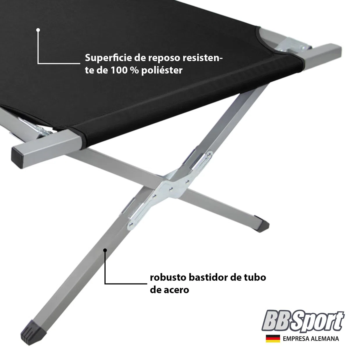 BB Sport Cama Camping XXL Militar Plegable 210 x 72 x 45 cm Robusta 200 kg Cargable Tumbona Portátil Viaje Cómodo Estable Tejido Oxford 600D Bolsa de Transporte Acampar