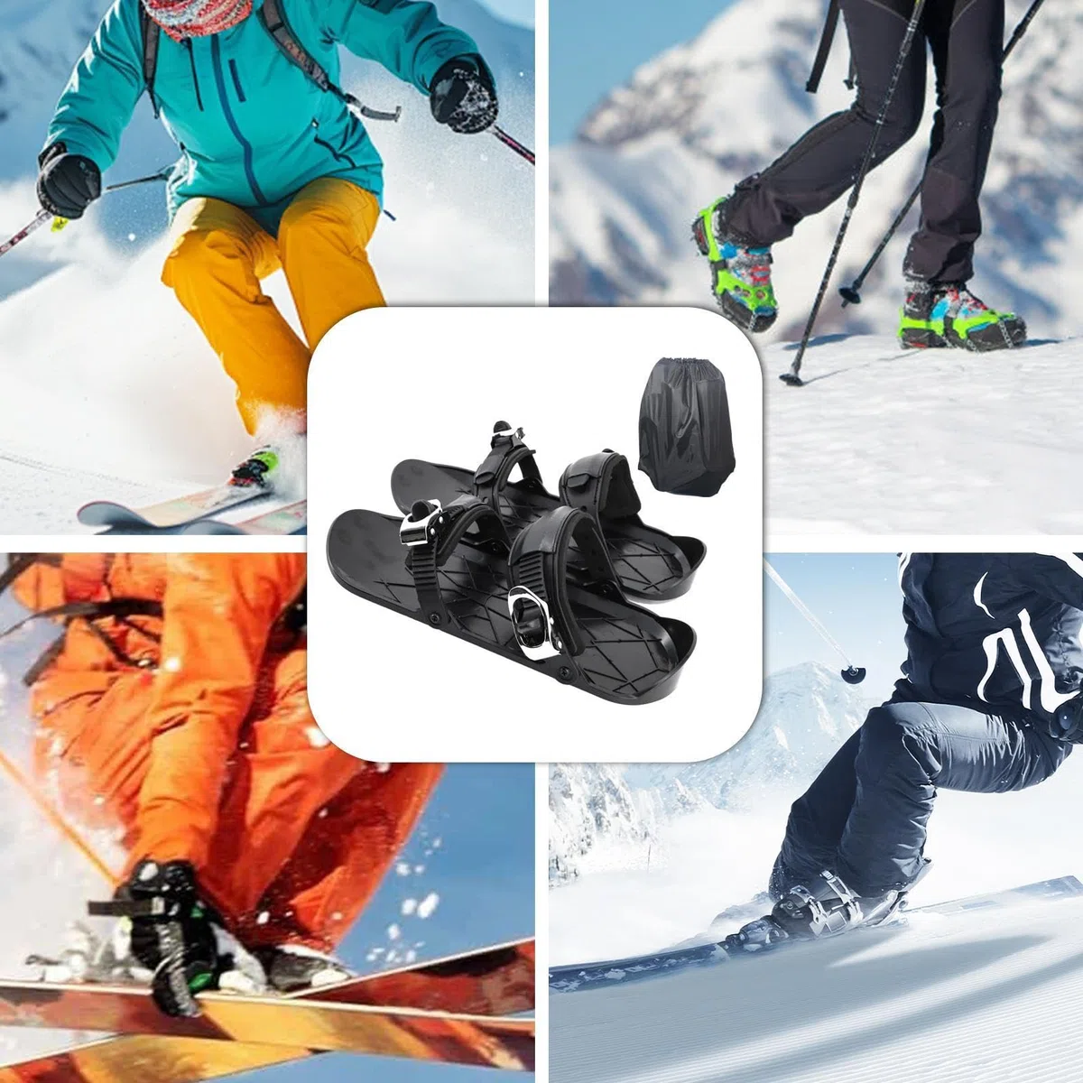 Esquís Cortos,Raquetas de Nieve para Hombre | Tablas de esquí Snowblades,Accesorio de esquí Compacto, Herramientas de esquí Ajustables multifuncionales, pies de Nieve Antideslizantes Ligeros