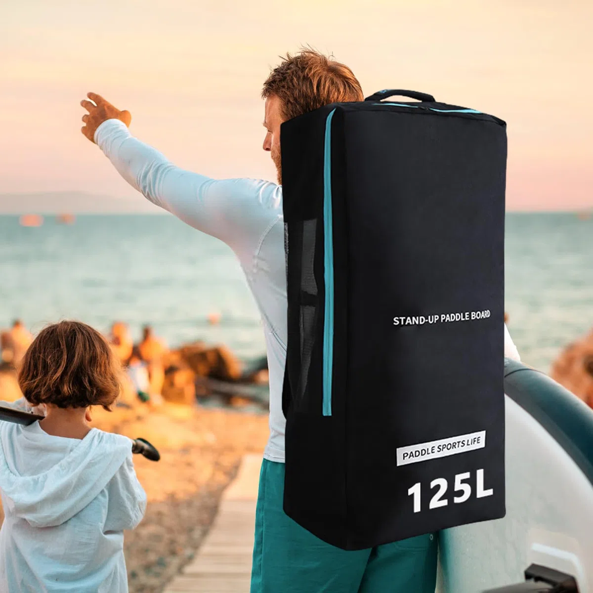 Mochila para Tabla Paddle Surf, Bolsa Inflable para Tabla De Surf, Mochila De Viaje De 125L con Funda Acolchada De Espuma para Tablas De Paddle Surfs Inflable