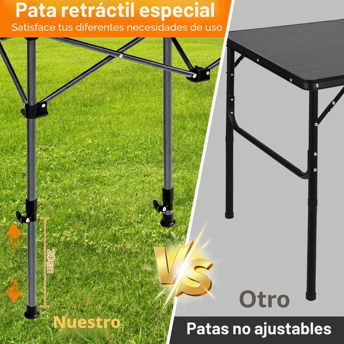 Mesa de Camping Plegable 95x55X (50-80) cm, Mesa Plegable 100KG Cargable Tablero Enrollable, Mesa Plegable Playa con Bolsa de Transporte para Acampar, Picnic, Barbacoa, Patio, Fiesta