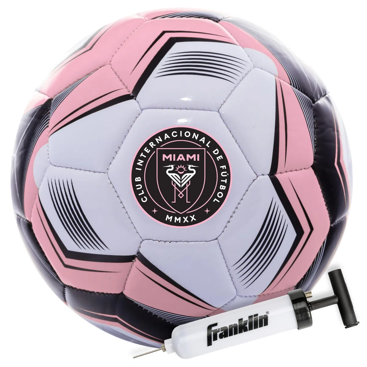 Franklin Sports MLS Miami FC - Balón de fútbol Oficial tamaño 5, Cubierta Suave Resistente a la abrasión, tamaño y Peso Oficiales, Bomba de Aire incluida