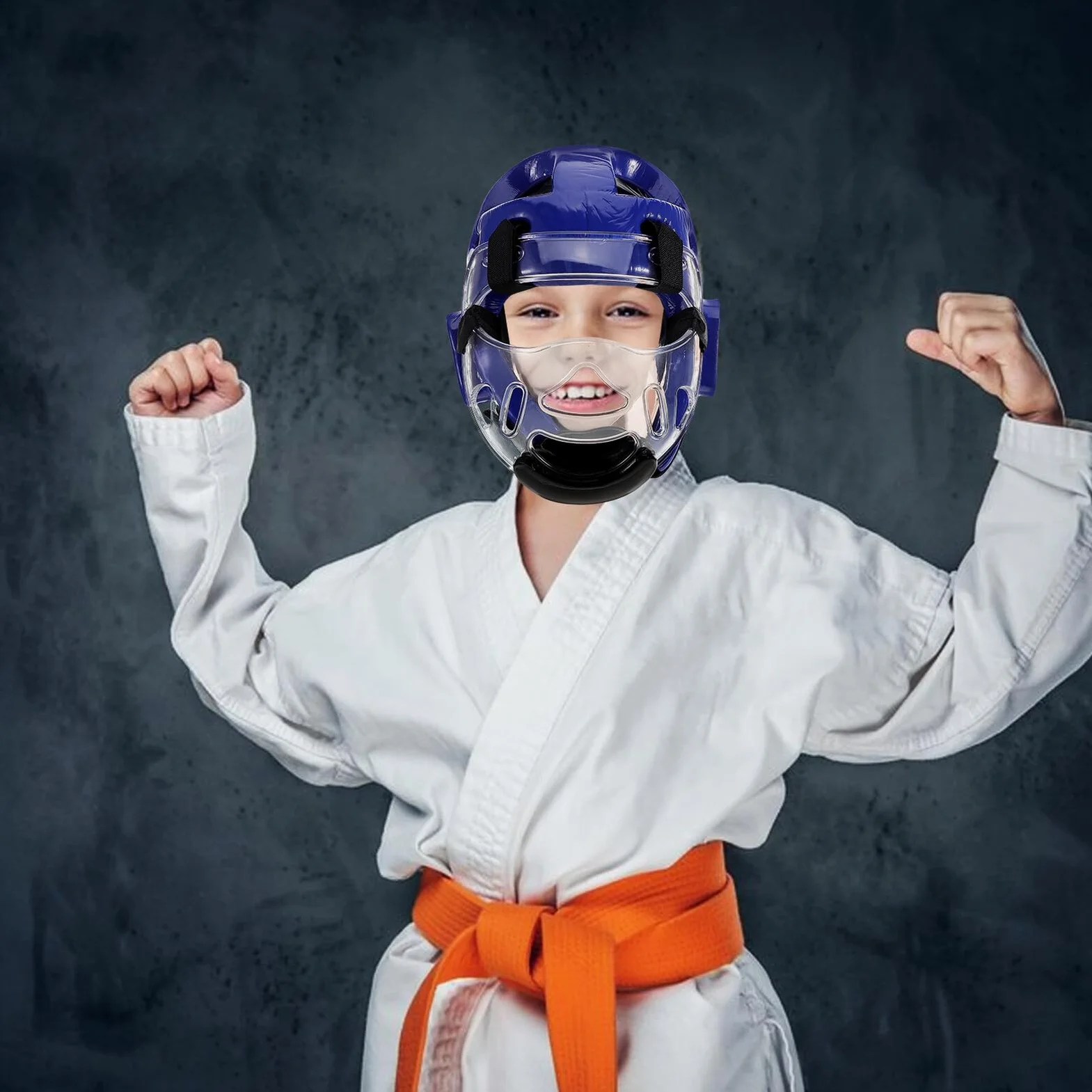SOIMISS Casco Taekwondo para Niños con Mascarilla Facial Ajustable y Espuma Ligera para Protecciones de Karate y Kickboxing en Deportes Marciales y Lucha