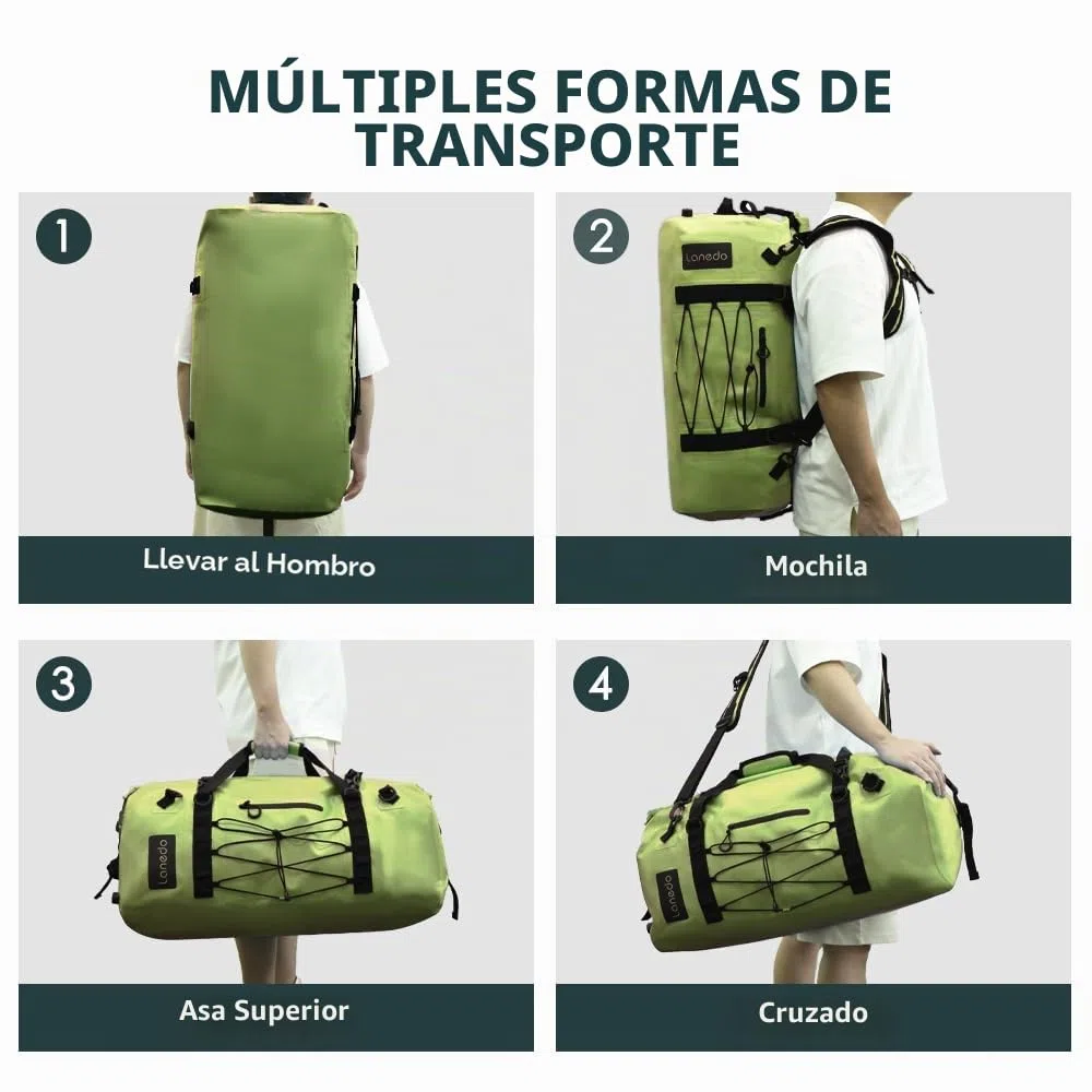 Bolsa de Viaje Impermeable de 80 L, Correas y Asas duraderas, para Kayak, Paddleboard, canotaje, Rafting, Pesca, Camping