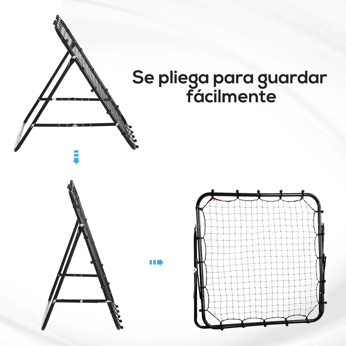 HOMCOM Red de Béisbol Red de Rebote Reboteador de Metal con Ángulo Ajustable y 20 Cuerdas Elásticas para Entrenamiento de Fútbol Tenis Deportes 96x80x96 cm