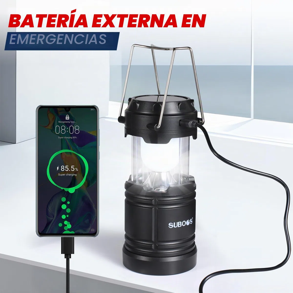 Faroles de camping recargables, lámpara solar y pilas, base magnética, gancho para tienda, accesorios de campamento portátiles para emergencias