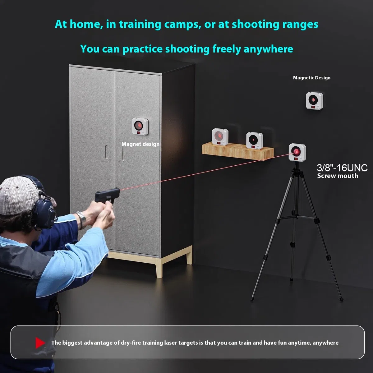 Cartuchos de Entrenamiento láser de 9 mm, Sistema de Tiro en seco con Blanco electrónico, Entrenamiento de eficaz, portátil y fácil de Instalar, Juego de en Interiores.