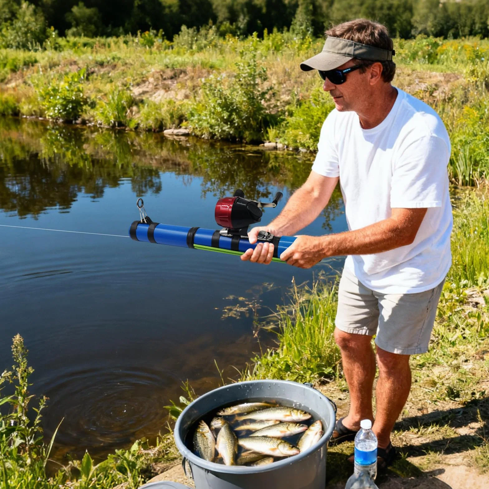 Caña de pesca tirachinas para pesca de agua salada y dulce, bajo y trucha
