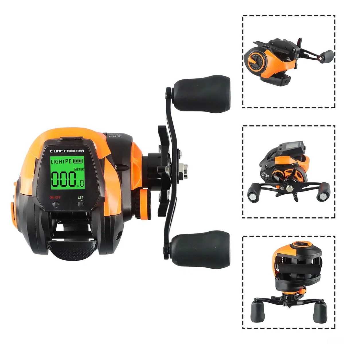 Honseadek Equipo de pesca digital carrete de pesca con alarma de picadura de pescado integrada y control eficaz de posición de profundidad, carrete de pesca de cebo para mano izquierda y derecha
