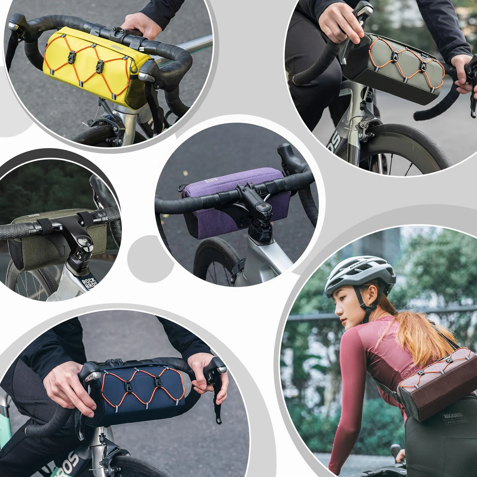 ROCKBROS Bolsa Manillar Bicicleta Repele el Agua, Mochila Delantera con Correa de Hombro Ajustable para MTB Bicicleta Carretera, 24 x 11 x 13cm Accesorio de Ciclismo
